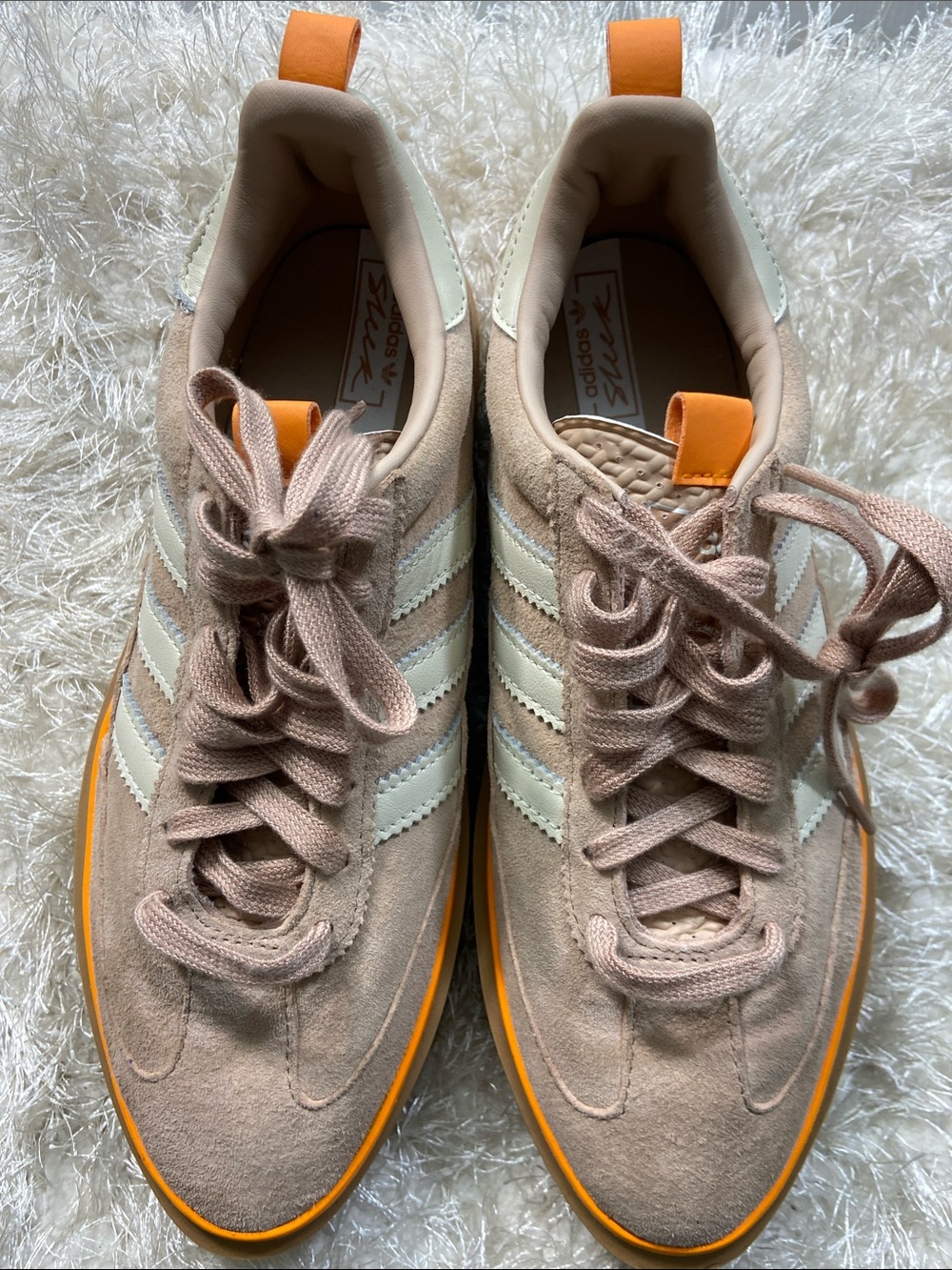 adidas Spezial Beige Taupe Suede Sneakers Women’s 8 Orange Accent